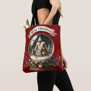 Cosy Christmas Snow Globe Cottage Scene Tote Bag