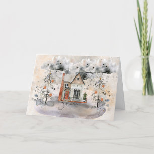 Cosy Christmas Snow Home Greeting Card