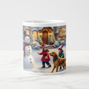 Cosy Christmas Snow Scene Art Large Coffee Mug