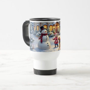 Cosy Christmas Snow Scene Art Travel Mug