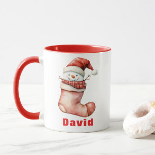 Cosy Christmas Snowman in Stocking Mug