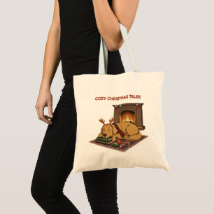 Cosy Christmas Tale Cute Sleeping Golden Retriev Tote Bag