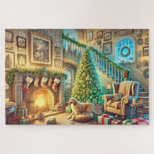 Cosy Christmas Time Festive Living Room Scene Jigsaw Puzzle