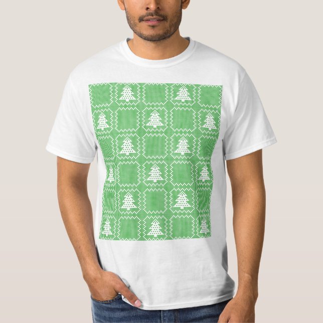 Cosy Christmas tree ugly sweater chequered pattern (Front)