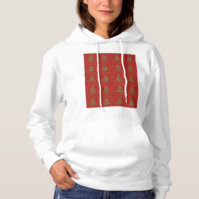 Cosy Christmas tree ugly sweater chequered pattern (Front)