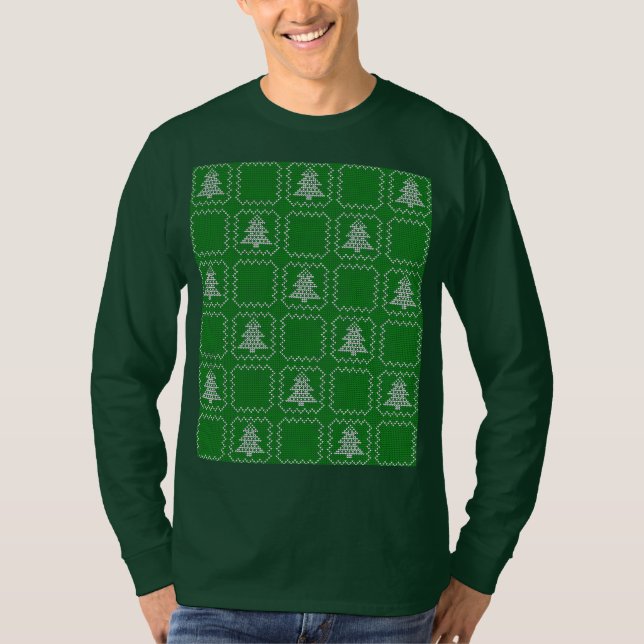 Cosy Christmas tree ugly sweater chequered pattern (Front)
