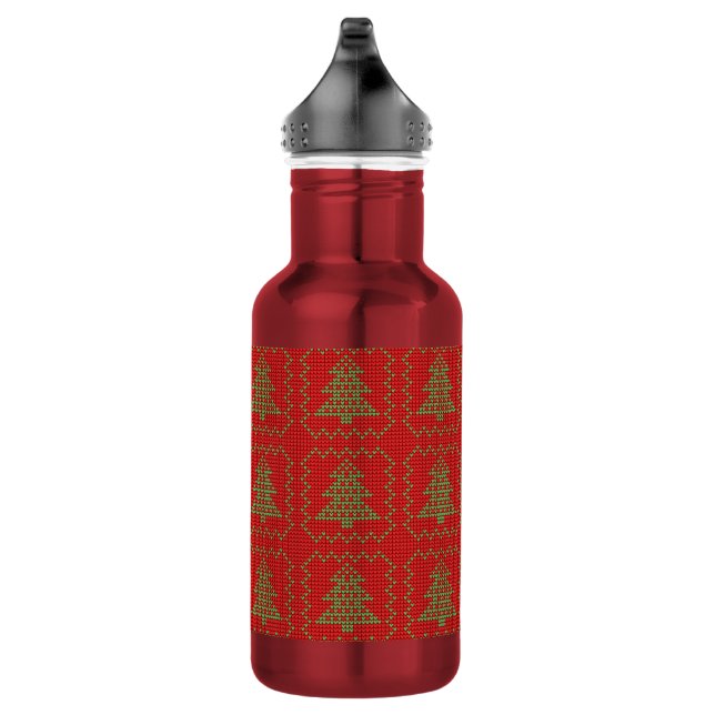 Cosy Christmas tree ugly sweater chequered pattern 532 Ml Water Bottle (Right)