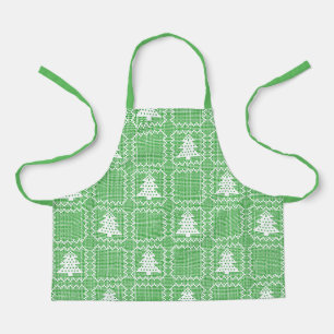 Cosy Christmas tree ugly sweater chequered pattern Apron