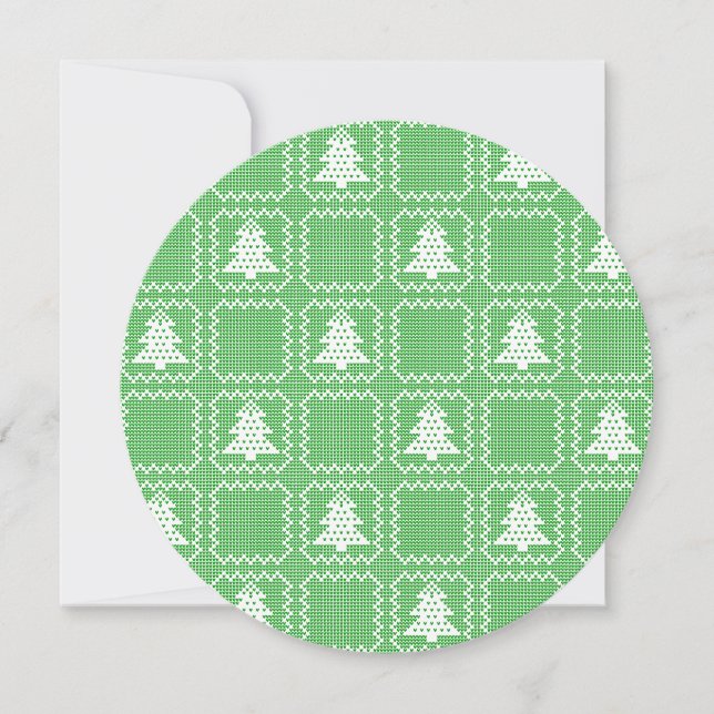 Cosy Christmas tree ugly sweater chequered pattern Card (Front)