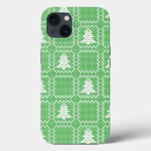 Cosy Christmas tree ugly sweater chequered pattern iPhone 13 Case