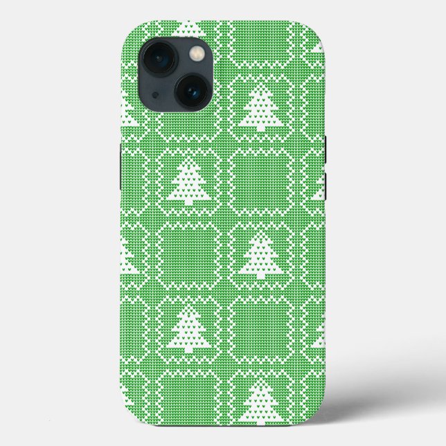 Cosy Christmas tree ugly sweater chequered pattern Case-Mate iPhone Case (Back)