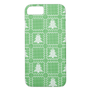 Cosy Christmas tree ugly sweater chequered pattern iPhone 8/7 Case