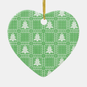 Cosy Christmas tree ugly sweater chequered pattern Ceramic Tree Decoration