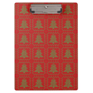 Cosy Christmas tree ugly sweater chequered pattern Clipboard