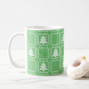 Cosy Christmas tree ugly sweater chequered pattern Coffee Mug