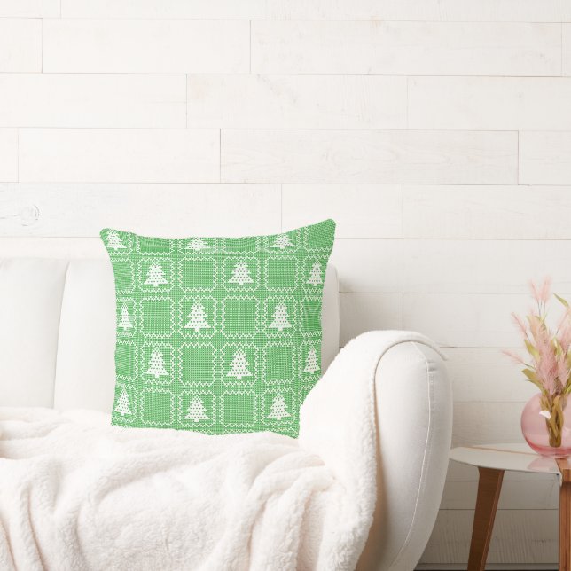 Cosy Christmas tree ugly sweater chequered pattern Cushion (Couch)