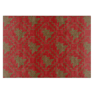Cosy Christmas tree ugly sweater chequered pattern Cutting Board