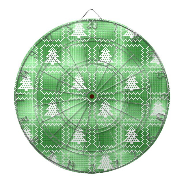 Cosy Christmas tree ugly sweater chequered pattern Dartboard (Front)