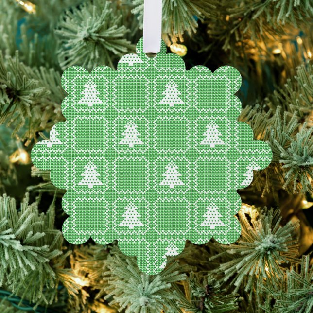 Cosy Christmas tree ugly sweater chequered pattern Decoration Card (Insitu (Tree))