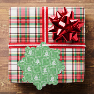 Cosy Christmas tree ugly sweater chequered pattern Decoration Card
