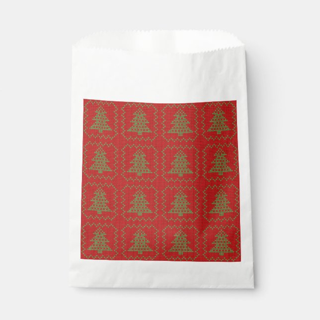 Cosy Christmas tree ugly sweater chequered pattern Favour Bags (Front)
