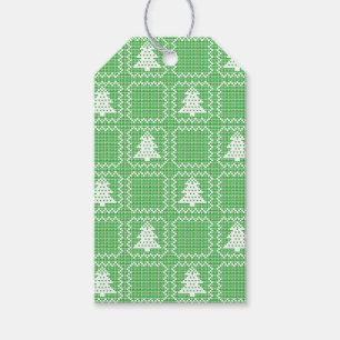 Cosy Christmas tree ugly sweater chequered pattern Gift Tags