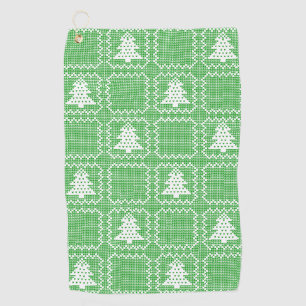 Cosy Christmas tree ugly sweater chequered pattern Golf Towel