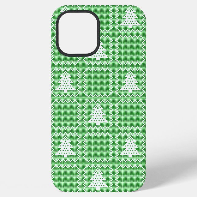 Cosy Christmas tree ugly sweater chequered pattern iPhone Case (Back)