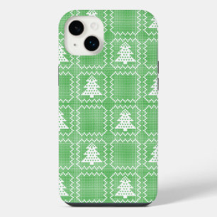 Cosy Christmas tree ugly sweater chequered pattern iPhone 14 Plus Case