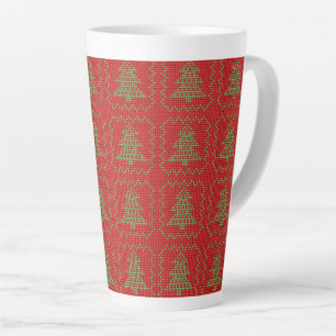 Cosy Christmas tree ugly sweater chequered pattern Latte Mug