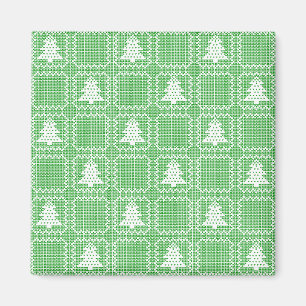 Cosy Christmas tree ugly sweater chequered pattern Magnet