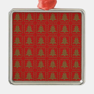 Cosy Christmas tree ugly sweater chequered pattern Metal Tree Decoration