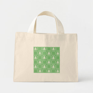 Cosy Christmas tree ugly sweater chequered pattern Mini Tote Bag