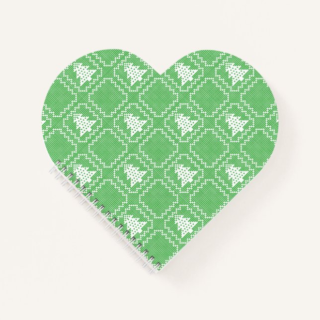 Cosy Christmas tree ugly sweater chequered pattern Notebook (Front)