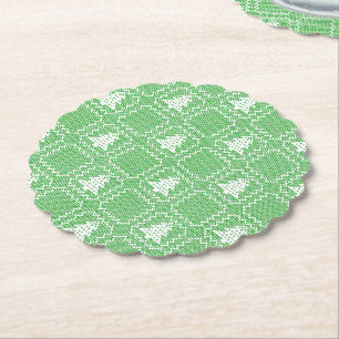 Cosy Christmas tree ugly sweater chequered pattern Paper Coaster