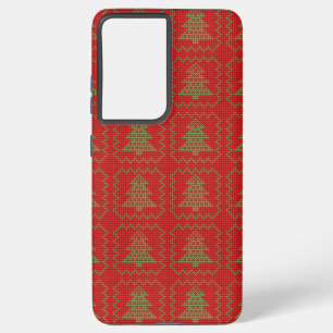 Cosy Christmas tree ugly sweater chequered pattern Samsung Galaxy Case