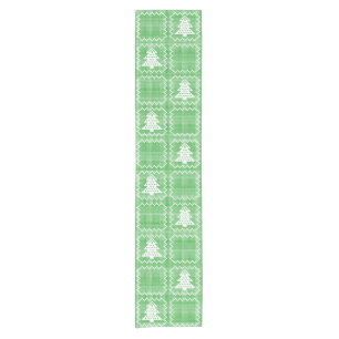 Cosy Christmas tree ugly sweater chequered pattern Short Table Runner