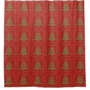 Cosy Christmas tree ugly sweater chequered pattern Shower Curtain