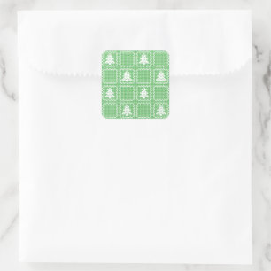 Cosy Christmas tree ugly sweater chequered pattern Square Sticker