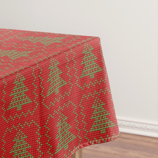 Cosy Christmas tree ugly sweater chequered pattern Tablecloth (In Situ)