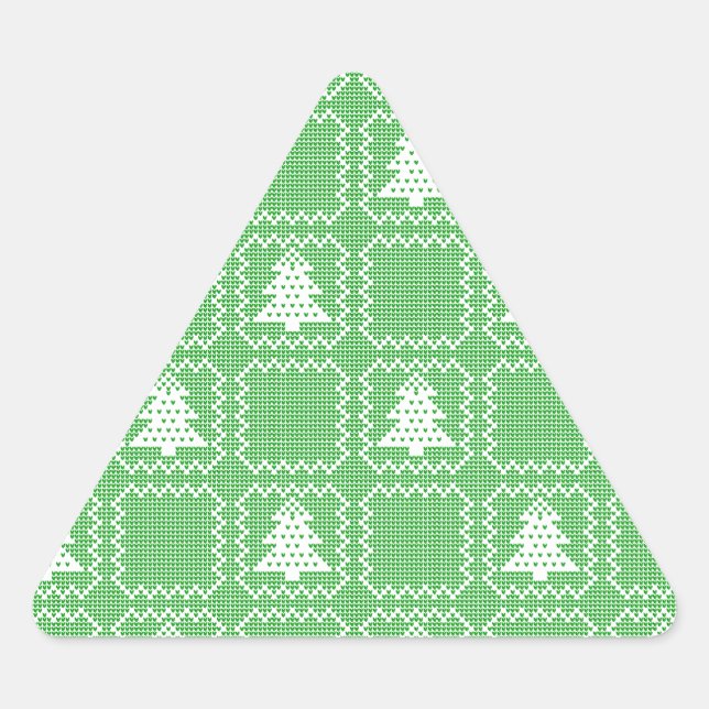 Cosy Christmas tree ugly sweater chequered pattern Triangle Sticker (Front)