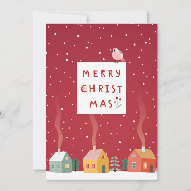 Cosy Christmas Village - A Merry Winter Wonderland Holiday Card (Front)