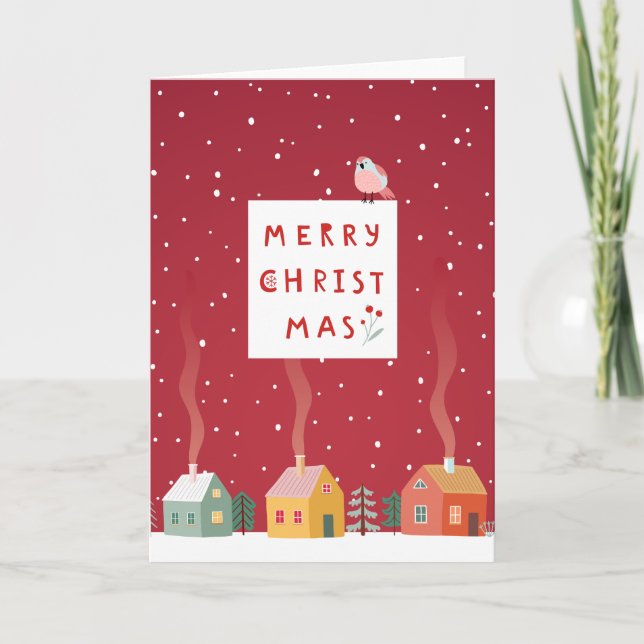 Cosy Christmas Village - A Merry Winter Wonderland Holiday Card (Front)