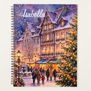 Cosy Christmas Village Lights - Custom Name Spiral Planner