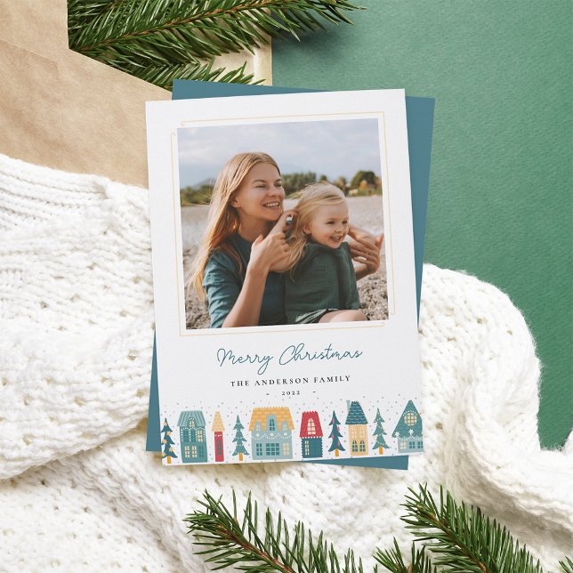 Cosy Christmas Village Photo Holiday Card (Creator Uploaded)