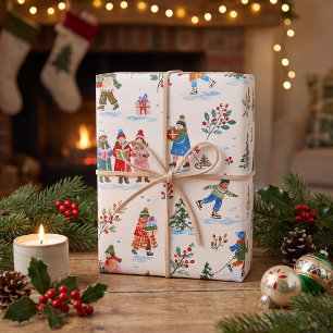 Cosy Christmas Village Wrapping Paper