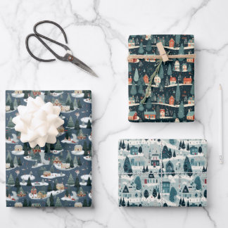 Cosy Christmas Village Wrapping Paper