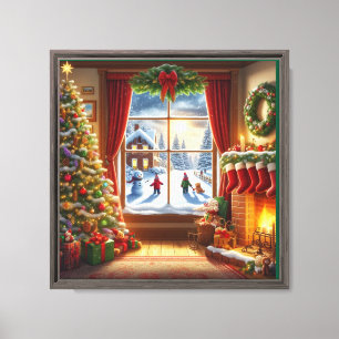 Cosy Christmas Window Scene Canvas Print