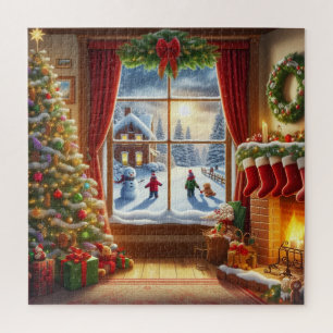 Cosy Christmas Window Scene Jigsaw Puzzle