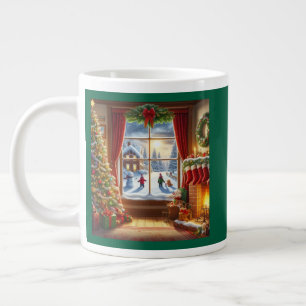 Cosy Christmas Window Scene Large Coffee Mug
